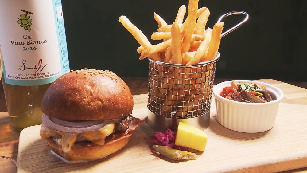 ブルーチーズバーガー グラスワインセット