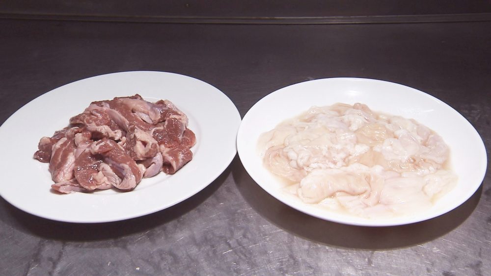 塩味の豚サガリとホルモン