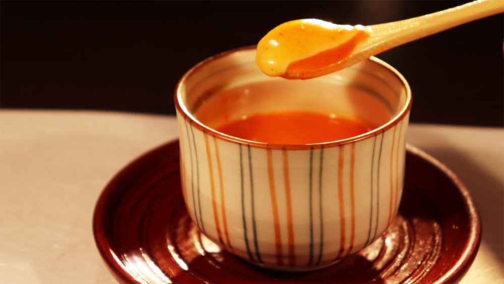 赤ピーマンのポタージュ茶碗蒸し