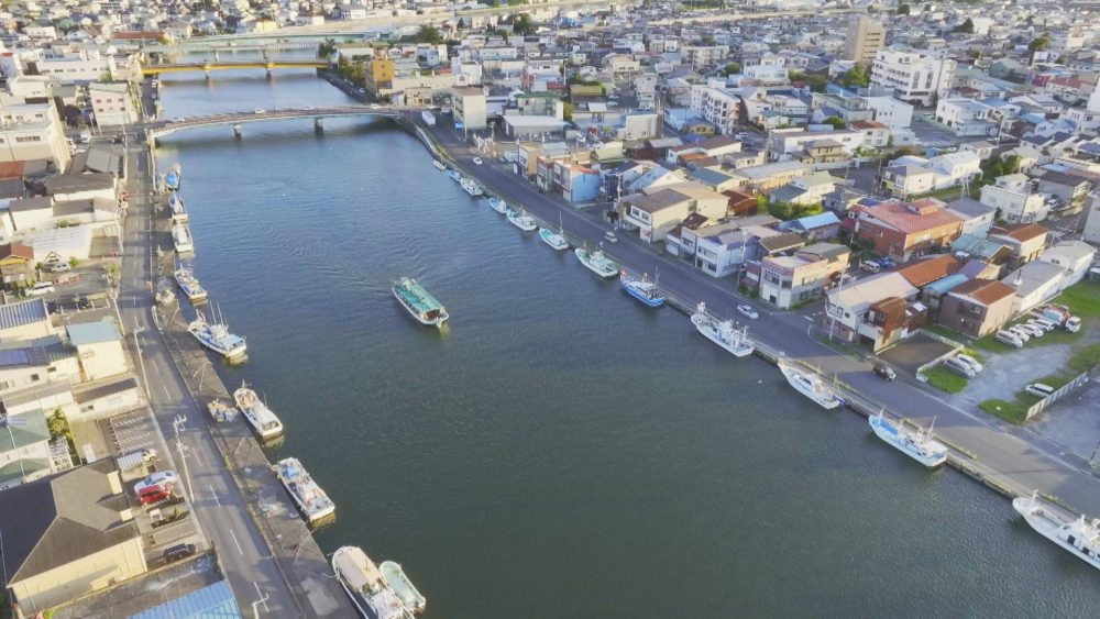 蕪島付近に向かって