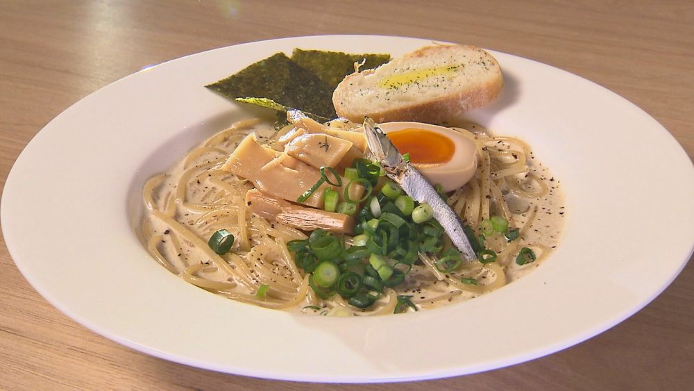 「煮干しクリームパスタ（バゲット・スープ・ドリンク付き）」1日10食限定